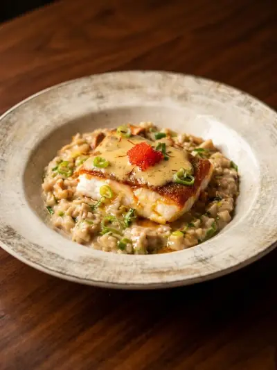 Plat du jour : poisson sur risotto